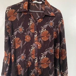 CASA DONNA Brown and Orange Coloured Floral Print Women’s Blouse